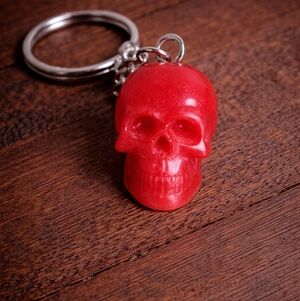 Handmade Resin Red Skull Head  Keychain